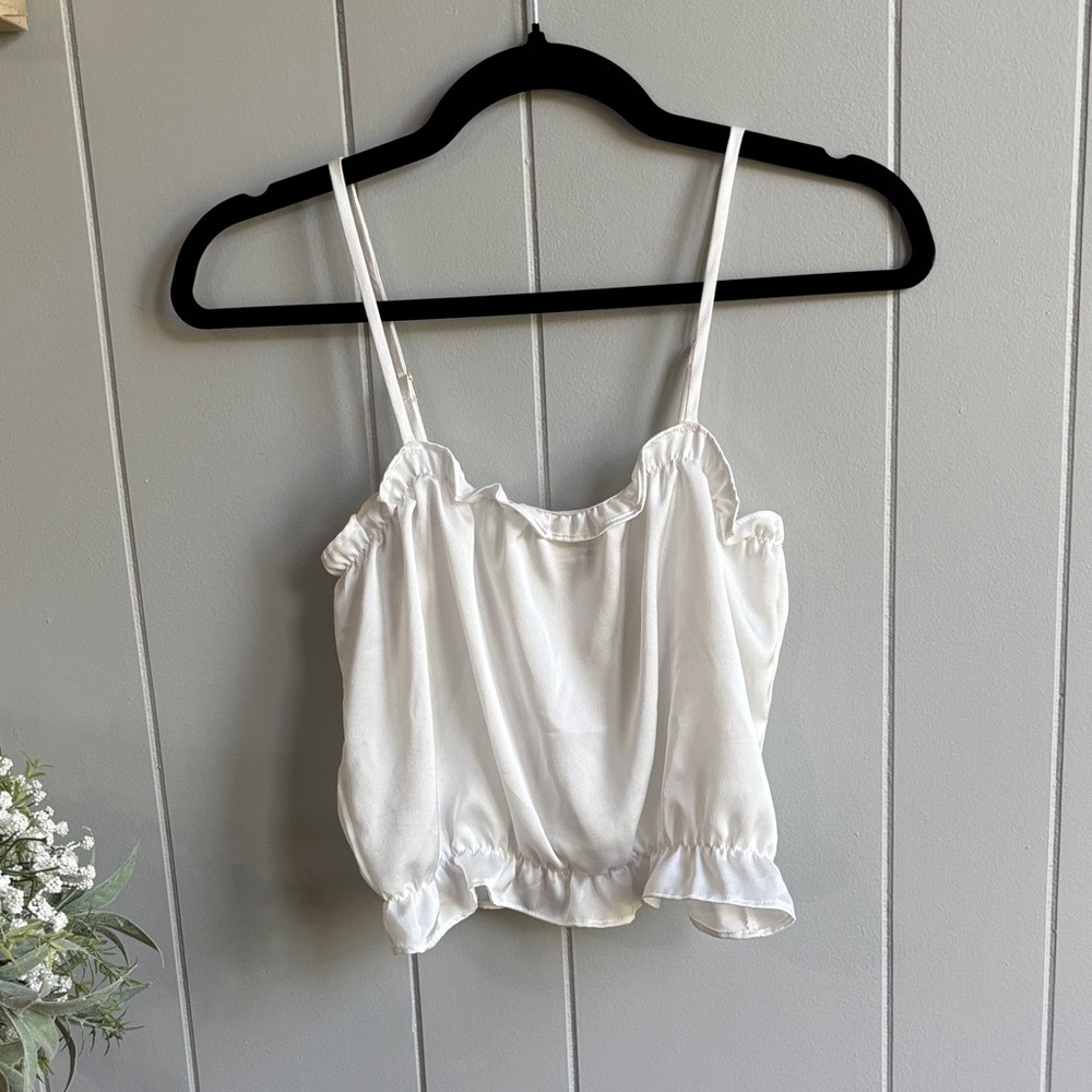 Free People Ivory Ruffle Camisole